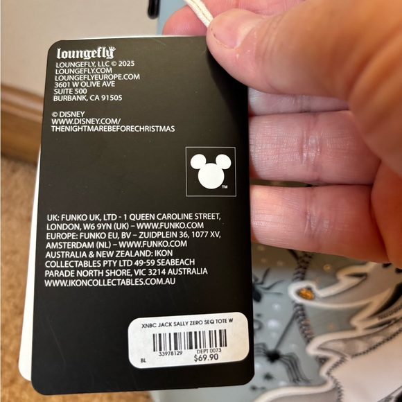 Disney Loungefly NBC Nightmare Before Christmas Jack Sally Zero Tote Bag Purse - Picture 5 of 14